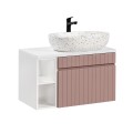 Rosa und weißes Wandwaschbeckenregal Lili 80N Aktion