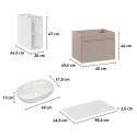 Rosa und weißes Wandwaschbeckenregal Lili 80N Lagerbestand