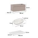 Wandbadezimmerschrank mit Aufsatzwaschbecken rosa und weiß Lili 100 Katalog