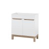 Bodenstehender Badezimmerschrank mit Waschbecken Spiegel Schrank weiß und Holz Bali Angebot