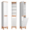Bodenstehender Badezimmerschrank mit Waschbecken Spiegel Schrank weiß und Holz Bali Katalog