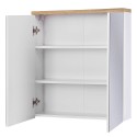 Bodenstehender Badezimmerschrank mit Waschbecken Spiegel Schrank weiß und Holz Bali Auswahl