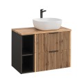 Wandbadezimmerschrank Holz Waschbecken Keramik Xilo Aktion