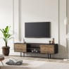 Moderner TV-Schrank schwarz mit Holztüren 160x35x52cm Colosseo Rabatte