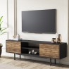 Moderner TV-Schrank schwarz mit Holztüren 160x35x52cm Colosseo Katalog