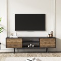 Moderner TV-Schrank schwarz mit Holztüren 160x35x52cm Colosseo Aktion