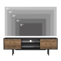 Moderner TV-Schrank schwarz mit Holztüren 160x35x52cm Colosseo Lagerbestand