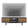 Moderner TV-Schrank schwarz mit Holztüren 160x35x52cm Colosseo Lagerbestand