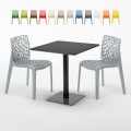 Schwarz Tisch Quadratisch 70x70 cm mit 2 Bunten Stühlen Gruvyer Kiwi Aktion