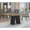 Modern ausziehbarer Küchentisch 120-160x90 in Schwarzem Eichenholz Mufo Sales