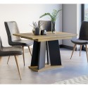 Modern ausziehbarer Küchentisch 120-160x90 in Schwarzem Eichenholz Mufo Lagerbestand