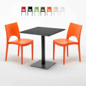 Schwarz Tisch Quadratisch 70x70 cm mit 2 Bunten Stühlen Paris Kiwi Rabatte