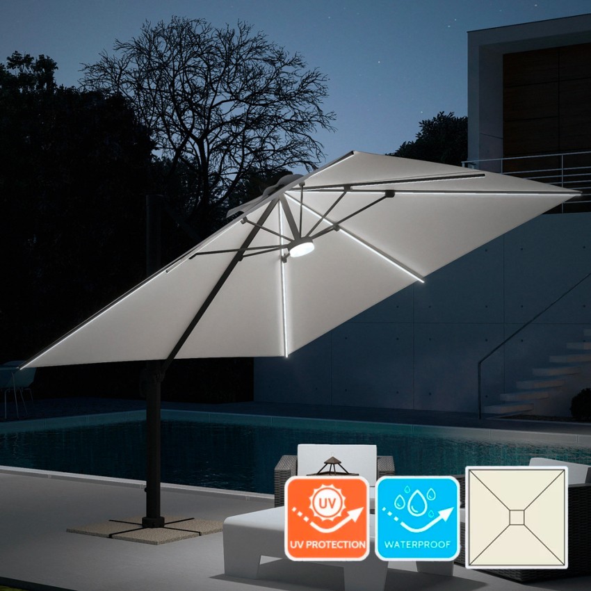 Ampelschirm 3m anti uv Pendelschirm mit Solar-Led-Licht Alu Paradise Aktion Ampelschirm 3m anti uv Pendelschirm mit Solar-Led-Licht Alu Paradise Aktion