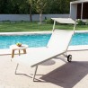 4 Sonnenliegen Strandliegen aus Aluminium mit Rollen für Garten Swimming Pool Alabama Auswahl