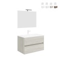 Moderner wandmontierter Badspiegelschrank 80 cm Waschbecken 2 Schubladen Easy 80 Aktion