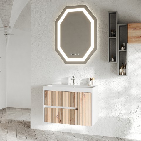 Wandbadezimmerschrank 80 cm Waschtisch Spiegel Schubladen Tür Portofino 80 Aktion