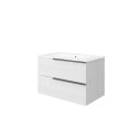 Weißer 80 cm langer wandmontierter Badezimmerschrank mit Waschbecken und LED-Spiegel Oikos 80 Verkauf