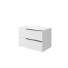 Weißer 80 cm langer wandmontierter Badezimmerschrank mit Waschbecken und LED-Spiegel Oikos 80 Verkauf