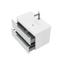 Weißer 80 cm langer wandmontierter Badezimmerschrank mit Waschbecken und LED-Spiegel Oikos 80 Angebot