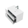 Weißer 80 cm langer wandmontierter Badezimmerschrank mit Waschbecken und LED-Spiegel Oikos 80 Angebot