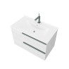 Weißer 80 cm langer wandmontierter Badezimmerschrank mit Waschbecken und LED-Spiegel Oikos 80 Sales