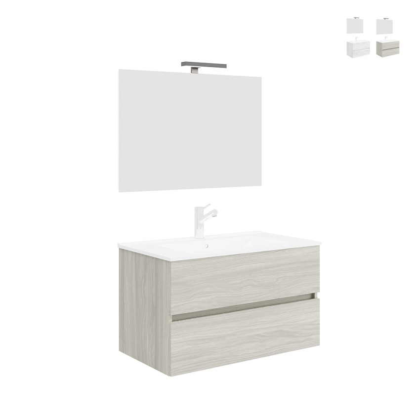 Badmöbel 90 cm modern wandhängendes Waschbecken Schubladen LED Spiegel Easy 90 Aktion Badmöbel 90 cm modern wandhängendes Waschbecken Schubladen LED Spiegel Easy 90 Aktion