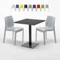 Schwarz Tisch Quadratisch 70x70 cm mit Bunten Stühlen Ice Kiwi Aktion