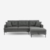 Grau Stoff 3-Sitzer Ecksofa mit Stauraum Halbinsel Agadir Sales