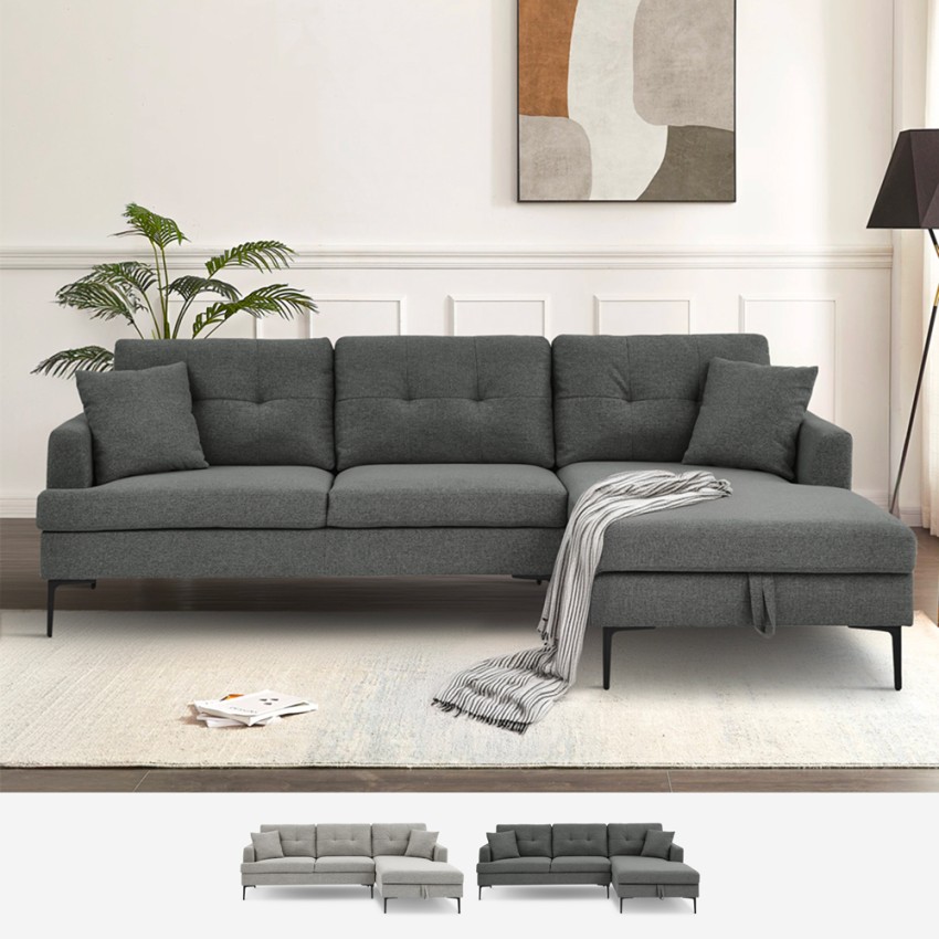 Grau Stoff 3-Sitzer Ecksofa mit Stauraum Halbinsel Agadir Verkauf Grau Stoff 3-Sitzer Ecksofa mit Stauraum Halbinsel Agadir Verkauf