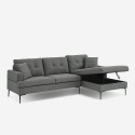 Grau Stoff 3-Sitzer Ecksofa mit Stauraum Halbinsel Agadir Auswahl