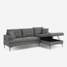 Grau Stoff 3-Sitzer Ecksofa mit Stauraum Halbinsel Agadir Auswahl