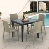 Schwarz Quadratisch Tisch und 4 Stühle Farbiges Polypropylen-Außenmastenset Grand Soleil Arm Bistrot Passion Rabatte