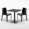 Schwarz Tisch Quadratisch 70x70 cm mit Bunten Stühlen Ice Kiwi 