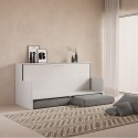 Weißes Klappsofa mit Matratze, platzsparend, Kando Sofà MBF Rabatte