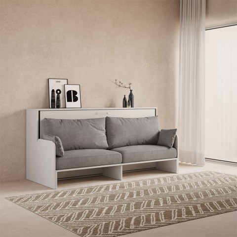 Weißes Klappsofa mit Matratze, platzsparend, Kando Sofà MBF Aktion