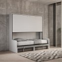 Weißes Sofabett Kando Sofà 2MBF - Platzsparendes Hochklappbares Etagenbett Lagerbestand