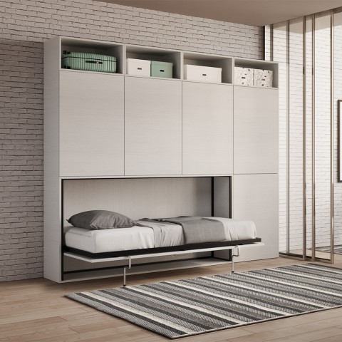 Horizontales Klappbett Einzelbett mit Matratze Schrank Bücherregal Kando B Aktion