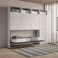 Horizontales Klappbett Einzelbett mit Matratze Schrank Bücherregal Kando B Aktion
