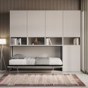 Horizontales Klappbett platzsparend, Einzelmatratze, Weiß, Kando C Sales