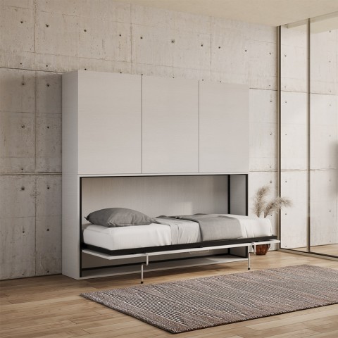 Schrank mit horizontal ausklappbarem Einzelbett, weiß, Kando D Aktion