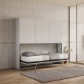 Schrank mit horizontal ausklappbarem Einzelbett, weiß, Kando D Aktion