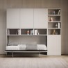 Weißes Klappbett für Einzelmatratze, platzsparend, horizontal, Kando E Sales