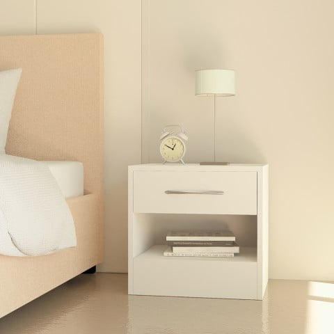Moderne weiße Kommode Nachttisch mit 1 Schublade für Schlafzimmer oder Kinderzimmer Selina Aktion