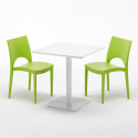 Weiß Tisch Quadratisch 70x70 cm mit 2 Bunten Stühlen Paris Meringue Modell
