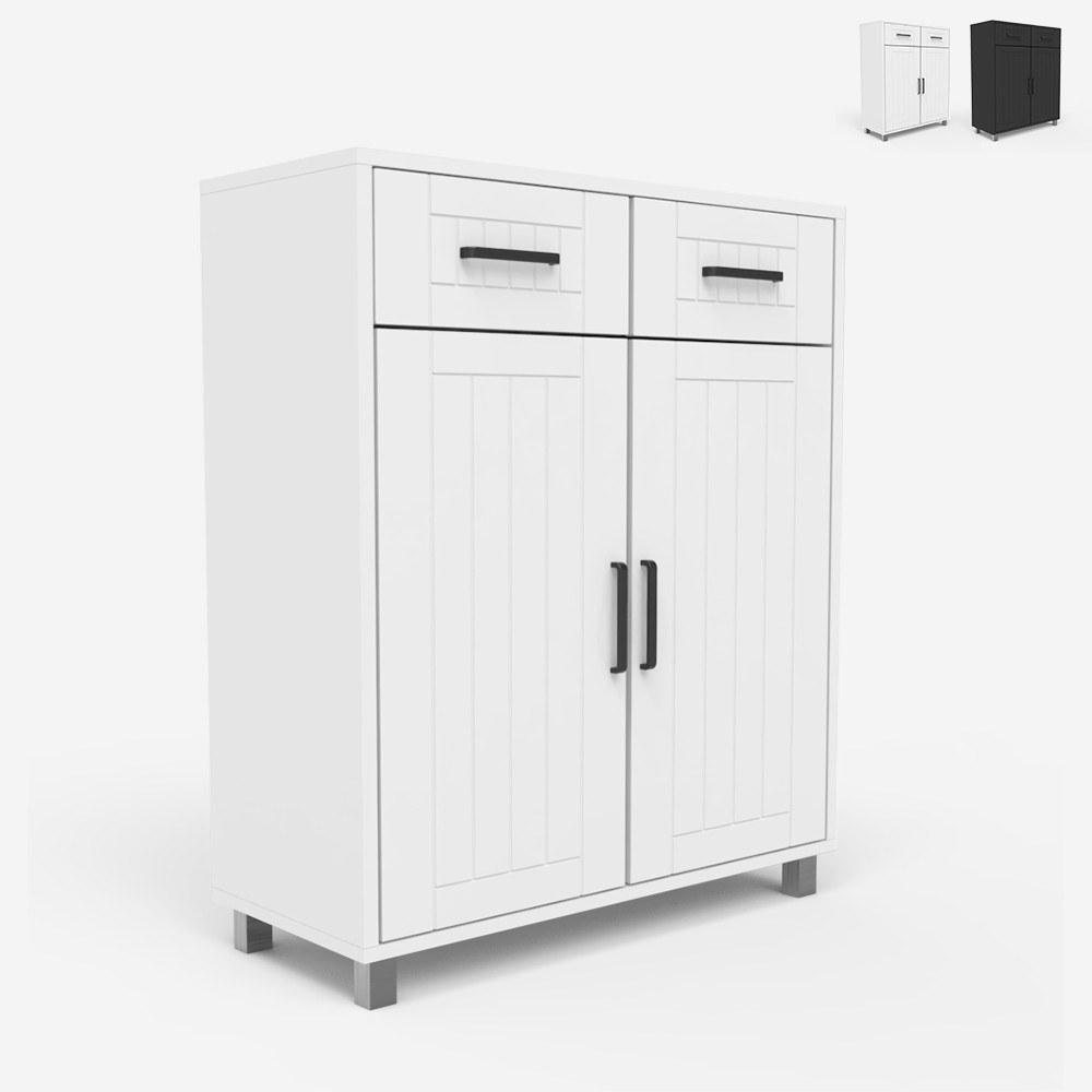 Moderner Mehrzweck Badezimmer Schrank 2 Türen 2 Schubladen 60 cm Takari