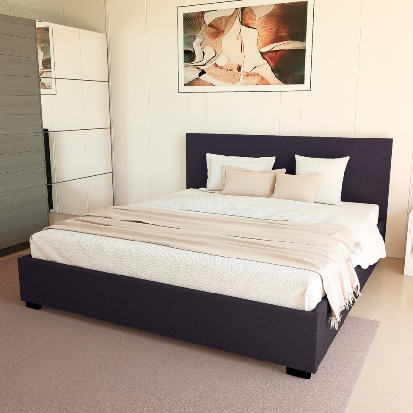 King Komplett Doppelbett mit Bettkasten Stoff Holz Bettrost 160x190 cm Basel King Komplett Doppelbett mit Bettkasten Stoff Holz Bettrost 160x190 cm Basel