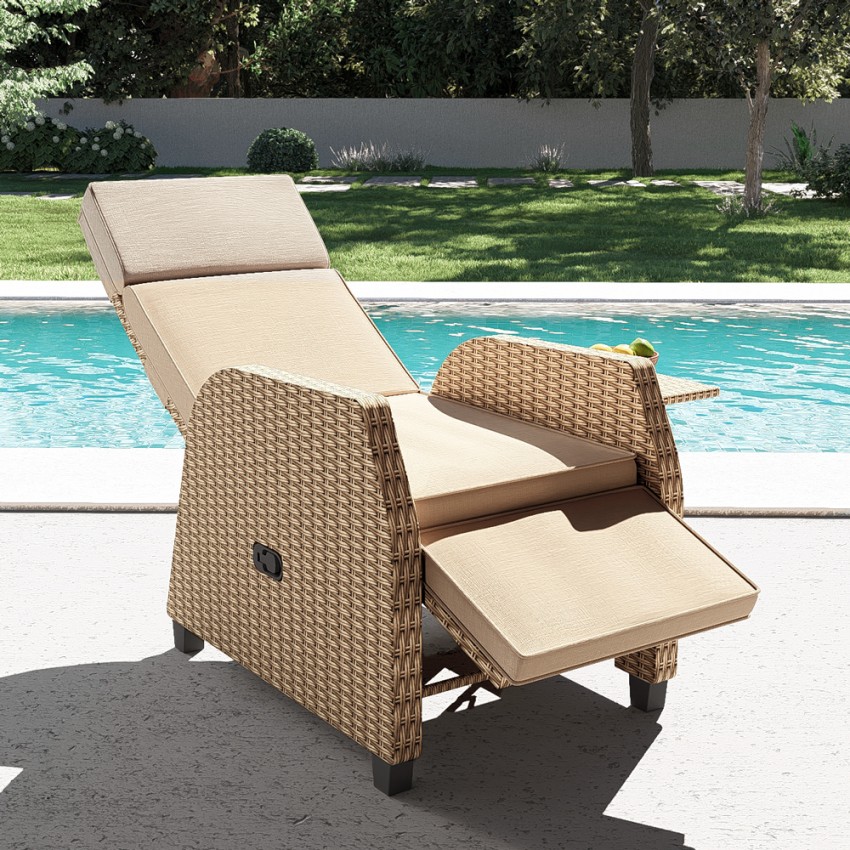  Sanremo: Relax Sessel Garten Rattan manuell verstellbar


