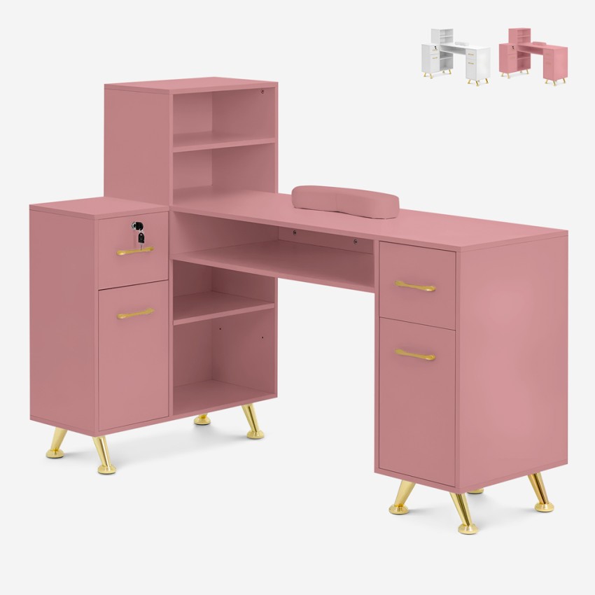 Manikürtisch Kosmetikerin Nageltechnikerin weiß rosa eckig Dorys Verkauf Manikürtisch Kosmetikerin Nageltechnikerin weiß rosa eckig Dorys Verkauf