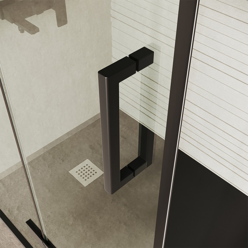 Duschkabine quadratisch eckig 90x90 schwarz glas transparent 6mm Lion