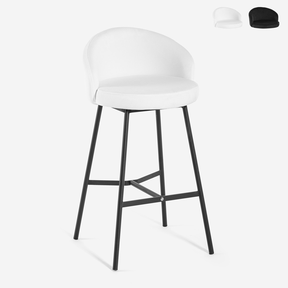 Hoher Barhocker modernes Küchendesign Samt Metall schwarz Cincinnati
